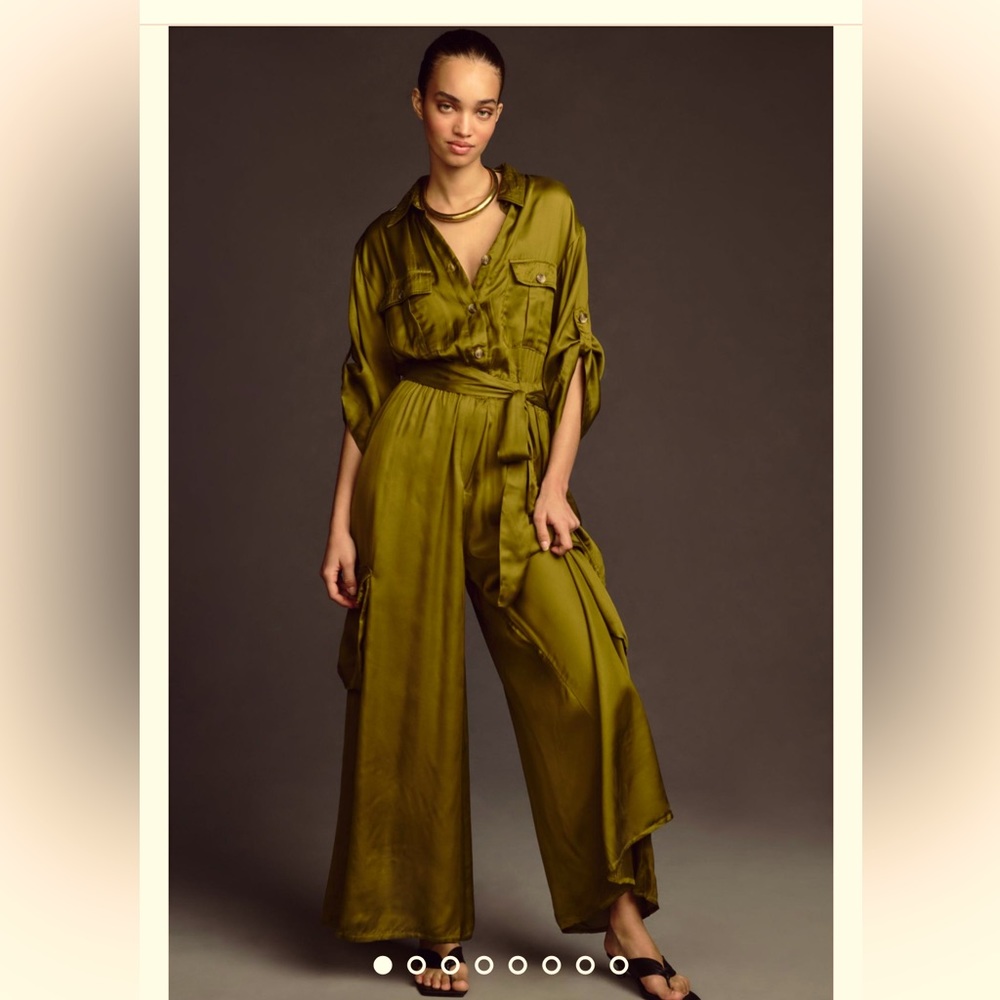 By Anthropologie Silky Cargo Jumpsuit